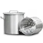 Barton Stock Pot 21Qt Stainless Steel Dishwasher Safe Cookware Round w/ Lid