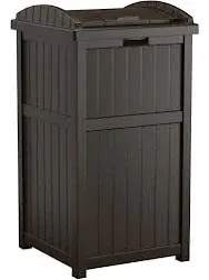 Suncast Trashcan Hideaway Outdoor 33 Gallon Garbage Trash Waste Bin, Cyberspace