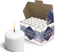 Stock Your Home White Votive Candles, Unscented Votive Candles Bulk Pack (72 Count) 10 Hour Burn Time for Parties and Weddings, Small White Candles, Long Burning Votive Candles