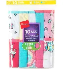 Hanes Girls&#039; Brief Multipack - Assorted 10 Pack Tagless Size 14 #317