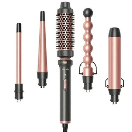 5 in 1 Curling Iron,Curling Wand Set with Curling Brush and 4 Interchangeabl<wbr/>e...