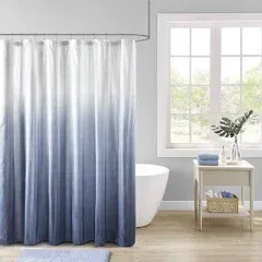 Madison Park Loire Blue 72 in. x 72 in. Ombre Printed Seersucker Shower Curtain