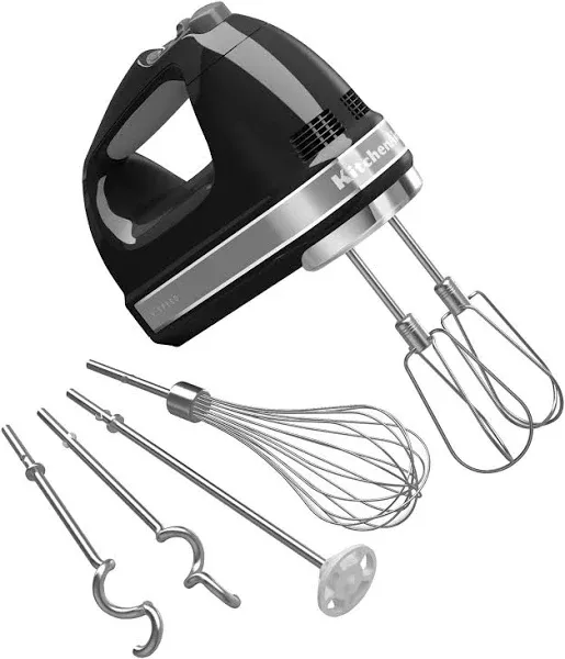 KitchenAid 9-Speed Digital Hand Mixer with Turbo Beater II Accessories and Pro Whisk - Onyx Black and KitchenAid Variable Speed Corded Hand Blender KHBV53, Matte Black