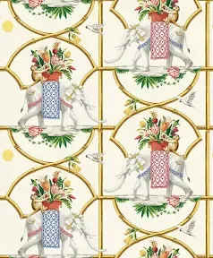 Surface Style - Peel and Stick Wallpaper, Whimsical Wallpaper for Bedroom, Powder Room, Kitchen, Vinyl, 30.75 Sq Ft Coverage (Before The Raj Collection, Ivory)