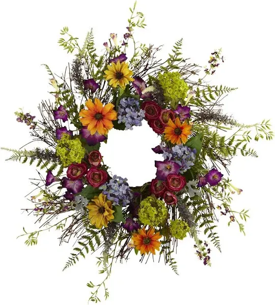 24” Spring Garden Wreath w/Twig Base