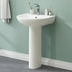 GAOMON 20" x 17" Modern U-Shape Ceramic Pedestal Sink