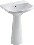 Kohler K-2362-4-0 Cimarron Pedestal Bathroom Sink with 4" Centerset Faucet Holes White