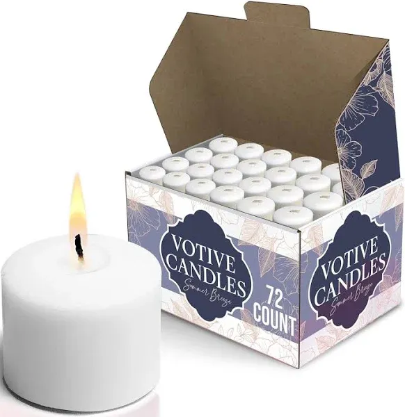 Stock Your Home White Votive Candles, Unscented Votive Candles Bulk Pack (72 Count) 10 Hour Burn Time for Parties and Weddings, Small White Candles,