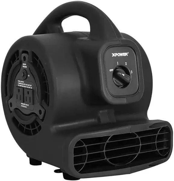 XPOWER Blower Fan Multi-Purpose 3-Speed Mighty Air Mover Utility + Power Outlets