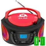 KLIM  CD Boombox Portable Audio System - Red - Excellent