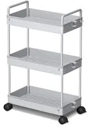 Ronlap 3 Tier Classic Slim Storage Cart With Wheels Slide Out Plastic Rolling Utility Cart Organizer For Bathroom Laundry Room Kitchen Office Narrow P