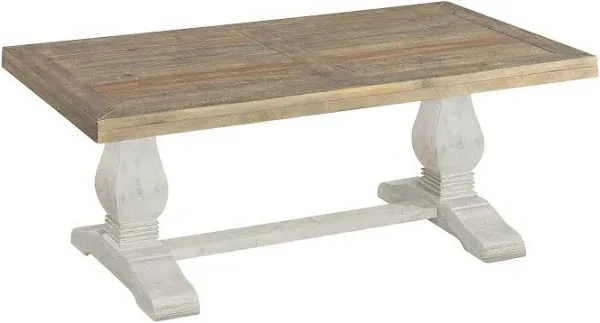 Martin Svensson Home Napa Pedestal Coffee Table, White Stain and Reclaimed Natural