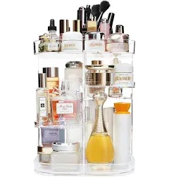 360-Degree Makeup Organizer, DIY Adjustable Rotating Cosmetic Storage Carousel 