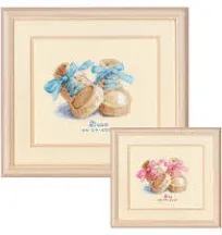 Vervaco Baby Boots Birth Record On Aida Counted Cross Stitch Kit