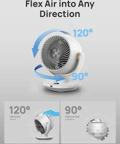 Dreo Fan for Bedroom, Desk Air Circulator Fan with Remote, 11 inch Table Fans for Whole Room, 60ft Powerful Airflow, 120° Vertical Manual +90°