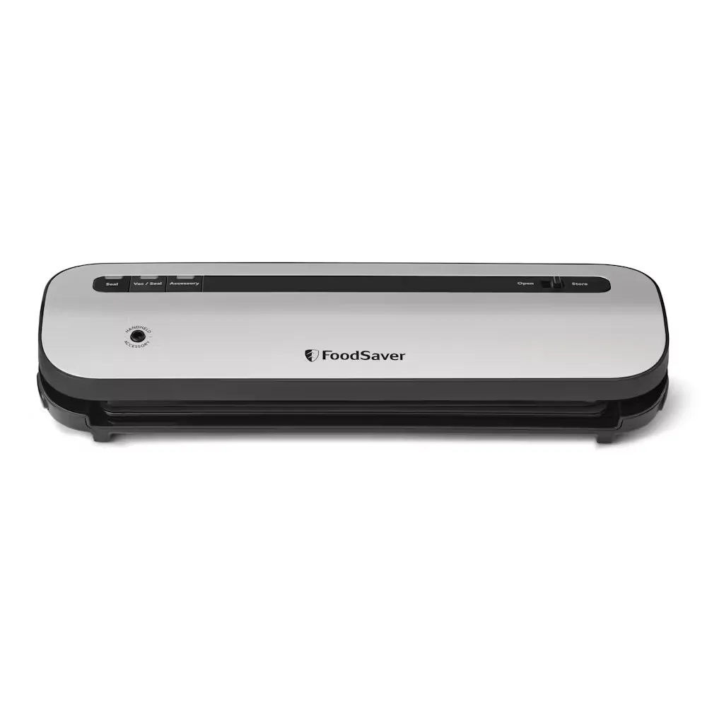 Foodsaver Space-Saving Vacuum Sealer with Bags and Roll, Silver