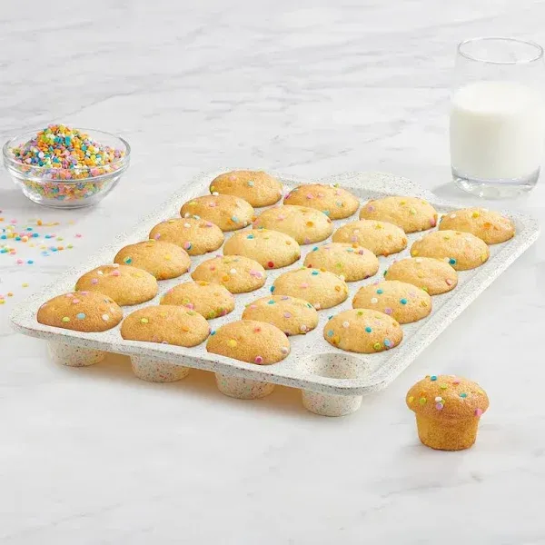 Silicone 24 Count Mini Muffin Pan, Multi-Color Confetti, Dishwasher Safe