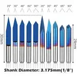 Genmitsu 10 Pcs 1/8'' Shank CNC Router Bits Set, Flat V-bit & Triangul