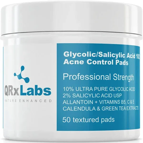 NEW QRxLabs Glycolic/Salic<wbr/>ylic Acid 10/2 Acne Control 50 Pads $103 SEALED 4/2024