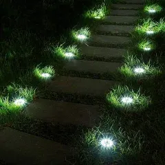 12 Packs Solar In-Ground 8LED Lights Waterproof Solar Garden Lights Disk Lights