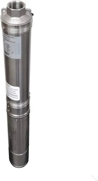 Hallmark Industries MA0419X-12A, Deep Well Submersible Pump, 2HP, 230V 60HZ, 33 Gpm, Stainless Steel, for 4" or bigger well