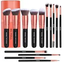 14-Piece Brush Collection Vegan &amp; Cruelty-Free Bristles,  Rose Golden, with Case