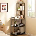 GILLAS 5 Tier Corner Shelf Stand, Freestanding Corner Shelf Unit Bookshelf, Corner Table with Shelf, Tall Storage Organizer Rack for Living Room,