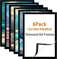 Diamond Art Frame 12x16 Inch - Diamond Frames 30x40 cm Painting Suitable for 10x14in(25 * 35cm) Picture, Magnetic Diamond Frames, Suitabble Frames Painting for Wall Window Door - 6 Pack (Black)