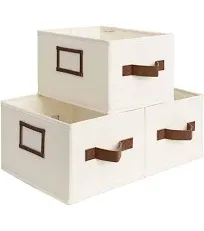 StorageWorks Storage Bins with Cotton Rope Handles, Foldable Basket, White,...