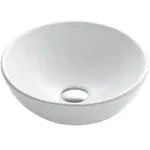 Elavo Small Round Ceramic Vessel Bathroom Sink in White