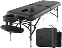 CLORIS 84" Professional Massage Table Portable 2 Folding Lightweight Facial Salon Spa Tattoo Bed Height Adjustable with Carrying Bag & Aluminium Leg