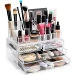 Brookstone Makeup Organizer for Vanity, Cosmetic Display Case with Drawers, Fits Brushes, Lipsticks, and Other Accessories, Versatile Storage