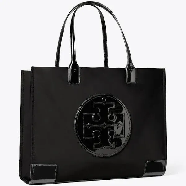 Tory Burch canvas and patent leather tote