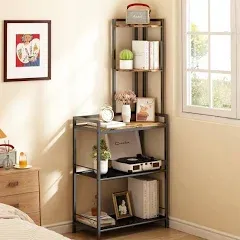 5 Tier Corner Shelf Stand, Freestanding Corner Shelf Unit Bookshelf, Corner Tabl