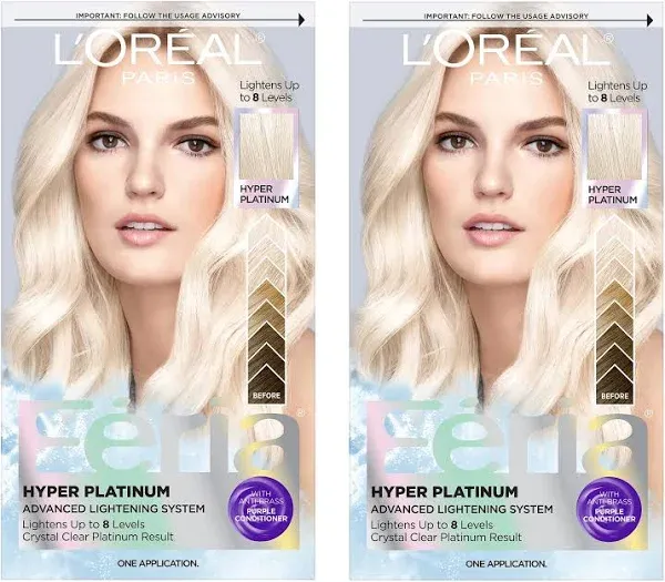 3x L&#039;Oreal Feria Hair Color Advanced Lightening System Permanent HYPER PLATINUM