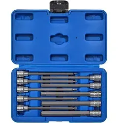 Casoman Hex Bit Set 3/8 Drive SAE 10 Piece Set Long Shaft Bits