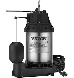 VEVOR Submersible Sump Pump Water Pump 1/2 HP 4320GPH Cast Iron Steel Basement