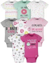 8 Pack Baby Girls Bunny Short Sleeve Onesies Bodysuits