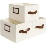 Decorative Storage Bins for Shelves, Closet Storage Baskets with PU Handles, Han