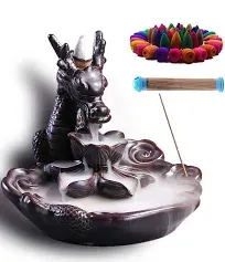 Dragon Incense Waterfall Burner Ceramic Backflow Incense Holder Set