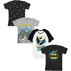 Batman Hero & Logo 4pk Crew Neck Short Sleeve Youth Boy's