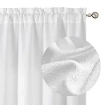 Chyhomenyc Curtains Length 2 Panels Faux Linen Textured Semi Sheer Airy Light Filtering Soft Privacy