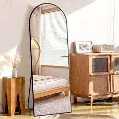 57"x20" Arched Full Length Mirror, Elegant Full Body Mirror with Stand for Bedroom & Cloakroom, Gold