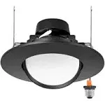 Maxxima 5 in. and 6 in. Adjustable Recessed LED Gimbal Downlight, Black Metal Trim, 1150 Lumens, 5 CCT Color Selectable 2700K-5000K