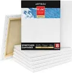 Arteza Paint Canvases for Painting, Pack of 8, 11 x 14 Inches, Blank W