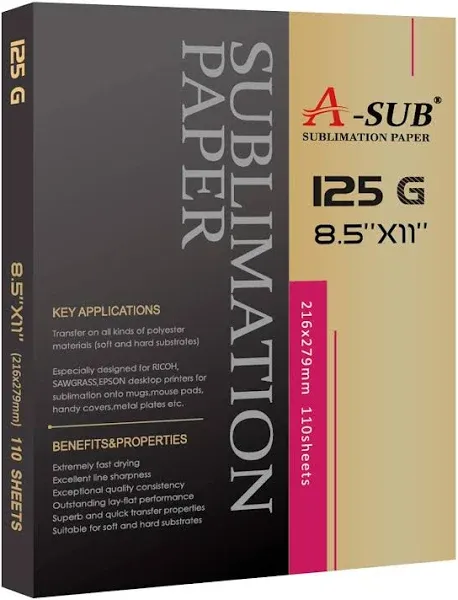 A-sub Sublimation Paper 8.5x11 Inch 110 Sheets