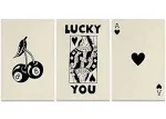 OPPQRRS 3 Pieces Funky Black White Lucky You Poker Poster- Vintage Girly Preppy Cherry Canvas Wall Art - Trendy Ace Of Hearts Playing Card Prints Decor For Teen Girl Bedroom Dorm 12x16in Unframed