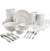 Gibson Home All U Need 60 Piece Plates, Bowls, Glassware, Forks, Spoons, and Knives (Service for 6) Dinnerware Set