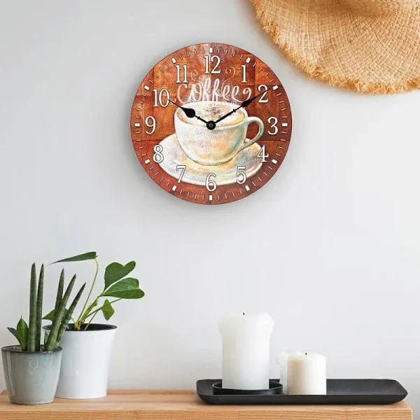 La Crosse 12-inch Round Coffee Decorative Quartz Analog Wall Clock 404-2631C