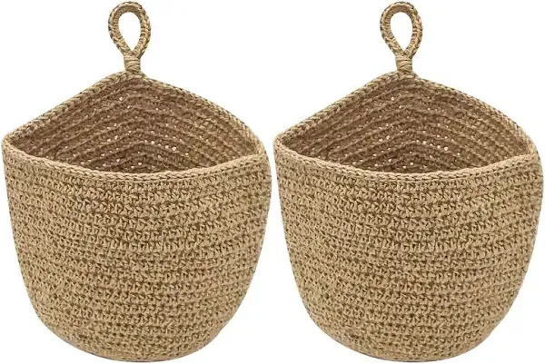 Jute Onion Basket Hanging for Pantry with Wooden hook, Potato Garlic Onion Pa...